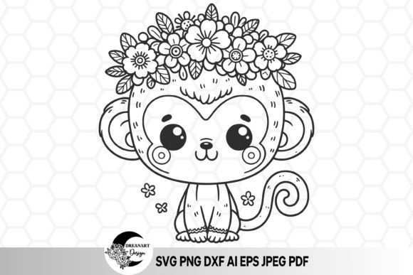 Download Cute Floral Monkey SVG Cut Files - Monkey svg Collection