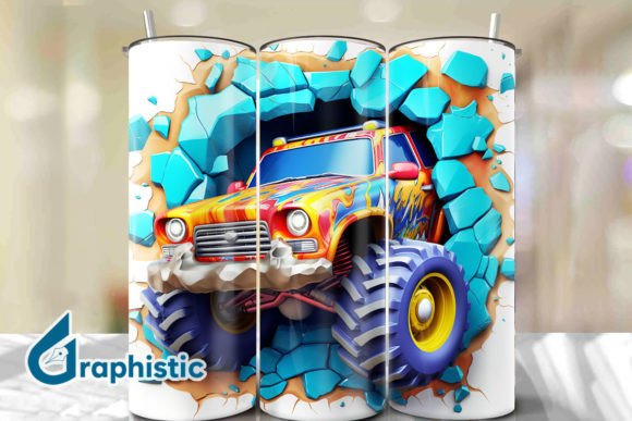 Download Monster Truck 3D Smashed Wall Art 13 - Premium Bundle