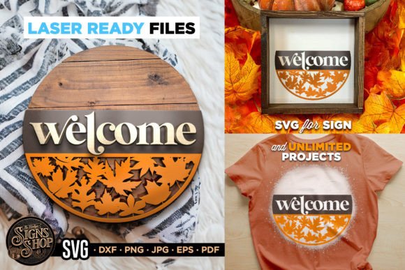 Download Welcome and Fall Leaves | FALL SVG Sign - Svg sign Collection