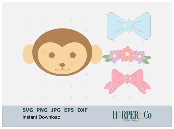 Download Monkey SVG, Flower, Bow, Jungle, PNG DXF - Monkey svg Collection