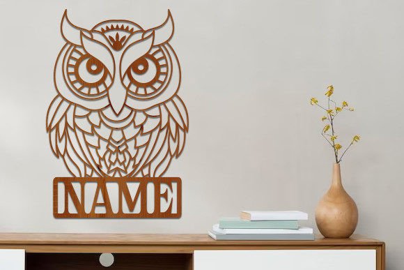 Download Owl Laser Cutting Wooden Name Sign Svg - Wooden name Collection