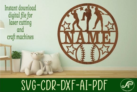 Download Baseball Name Sign Female SVG Cut File - Baseball name sign Collection