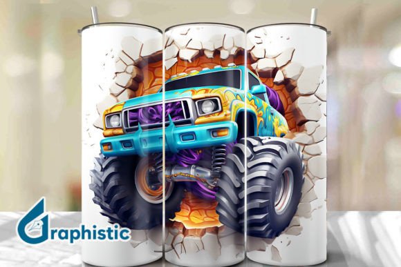 Download Monster Truck 3D Smashed Wall Art 16 - Premium Bundle